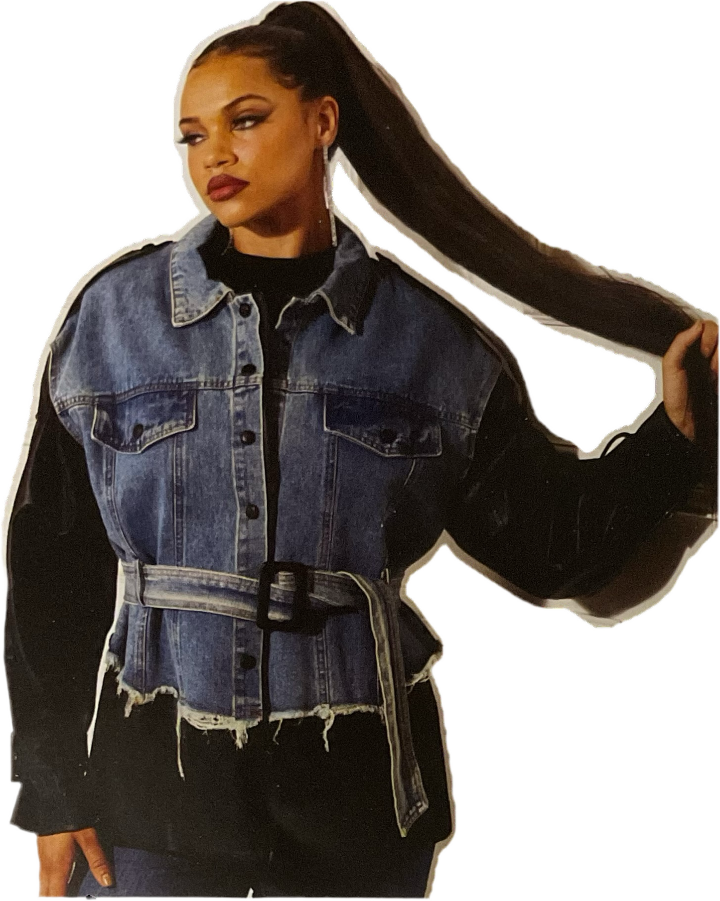 Denim Crop x Leather Coat