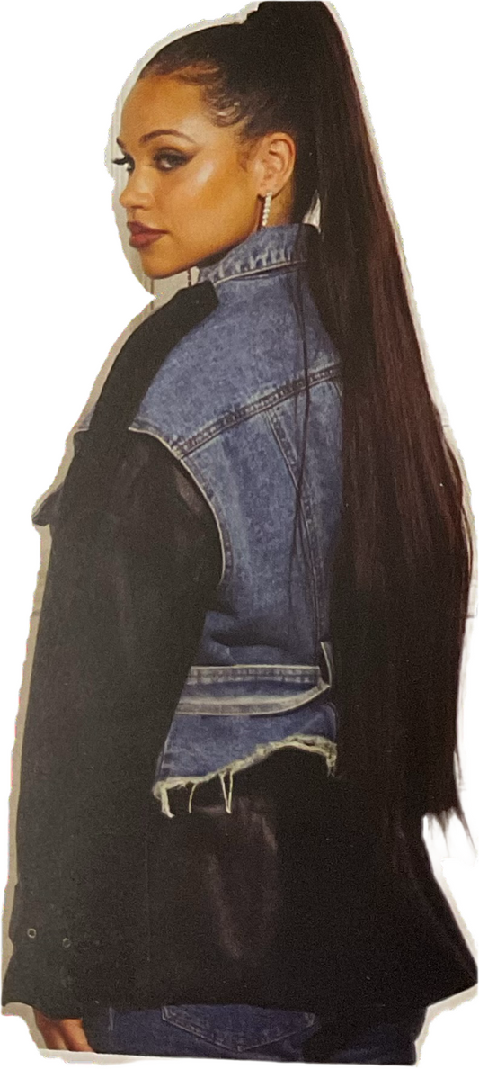 Denim Crop x Leather Coat