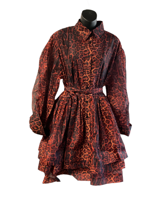 Orange Cheetah Short Dress