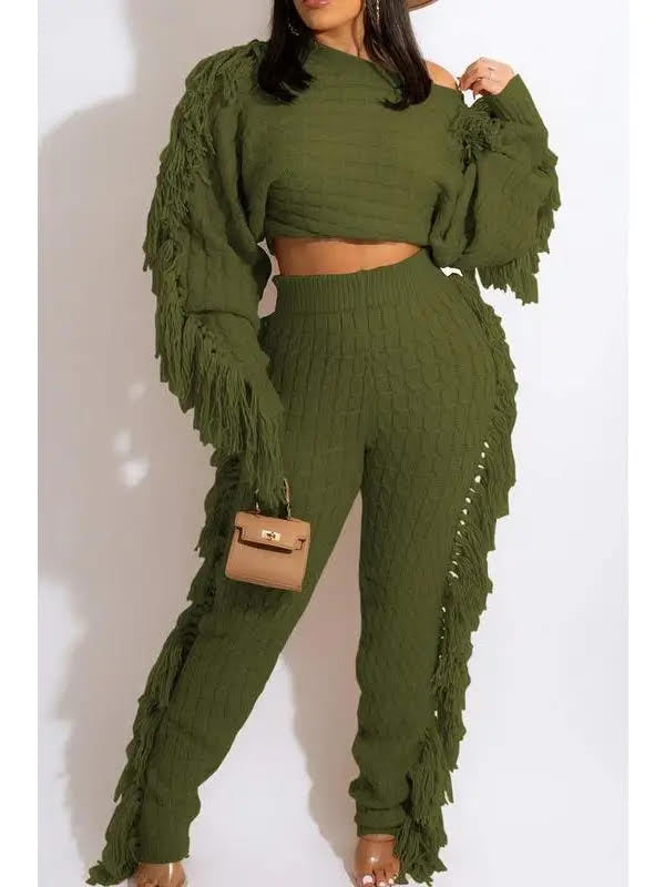 Tassel Knitted Sweatsuit