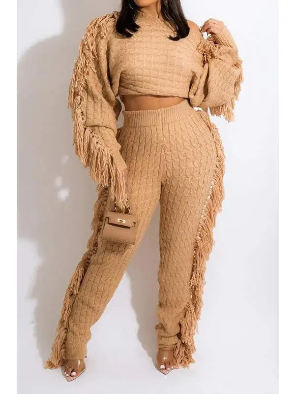 Tassel Knitted Sweatsuit